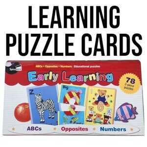 Early Learning (78) 2-Piece Puzzles ABCs Opposites Numbers Educational Toys Card